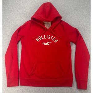 Hollister Red Logo Hoodie Sweatshirt L Y2K Surf Skate Streetwear Cozy Core
